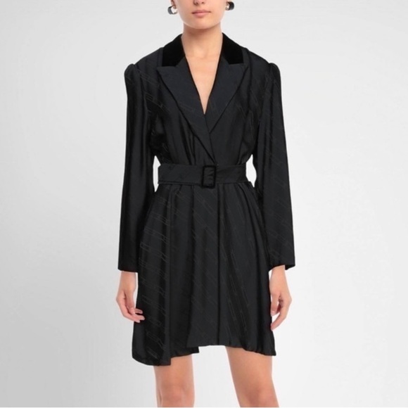 Sandro Belted Blazer Dress - Black - Picture 2 of 9